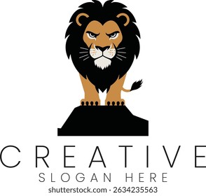 Cartoon lion logo design perfect for branding projects needing a strong majestic image king graphic