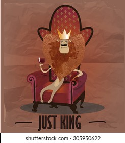 cartoon lion on armchair