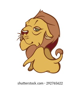 Cartoon lion on a white background.