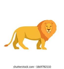 Cartoon lion on a white background.Flat cartoon illustration for kids.