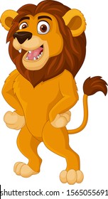 Cartoon lion posing on white background