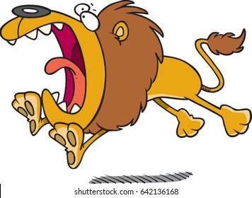 cartoon lion pouncing