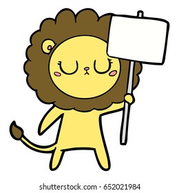 cartoon lion with protest sign
