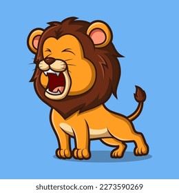 Cartoon lion roar. Vector illustration