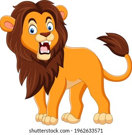 Cartoon Lion Roaring Isolated On White Stock Vector (Royalty Free ...