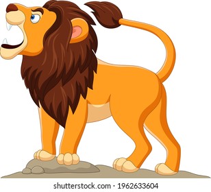 Cartoon lion roaring isolated on white background