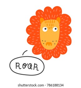 Cartoon Lion Saying Roar Vector Illustration
