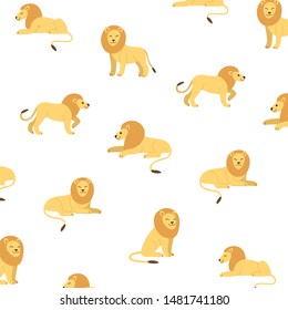 Cartoon lion - simple trendy pattern with lion. Cartoon vector illustration for prints, clothing, packaging and postcards. 