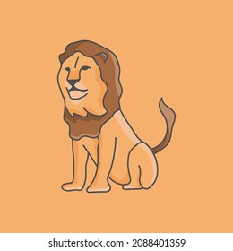 Ilustración de vectores simples de león de caricatura	

