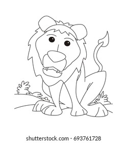Cartoon lion sitting