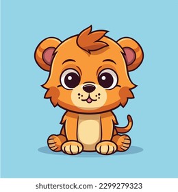 The cartoon lion sitting on an background