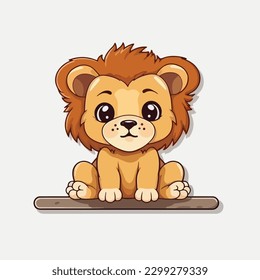 The cartoon lion sitting on an background