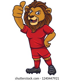 Cartoon Lion Soccer Mascot Showing Thumb Up