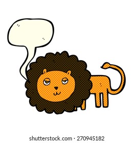 león de caricatura con burbuja de habla