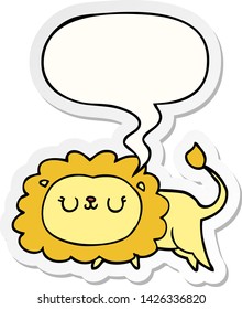 cartoon lion with speech bubble sticker