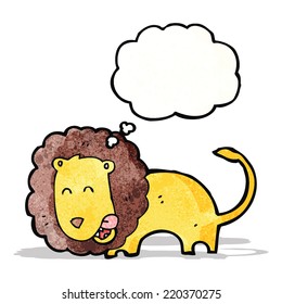 león de caricatura con burbuja de pensamiento