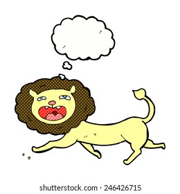 cartoon lion with thought bubble