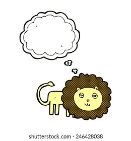 león de caricatura con burbuja de pensamiento