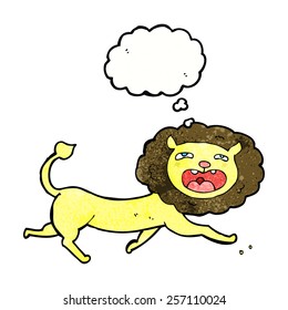 cartoon lion with thought bubble