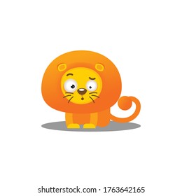 Cartoon Lion vector illustration, animal vector,  Flat design Lion , isolated on white background