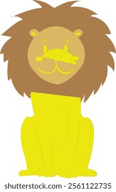 Cartoon lion. Vector illustration of a cute lion. Drawing animal for children. Zoo for kids.