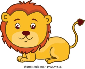 Cartoon lion vector illustration isolated on white background