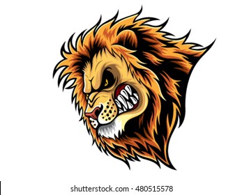 cartoon Lion who was very angry, staring and grinning