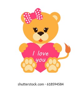 cartoon lioness with heart