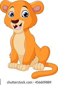 Cartoon lioness isolated on white background