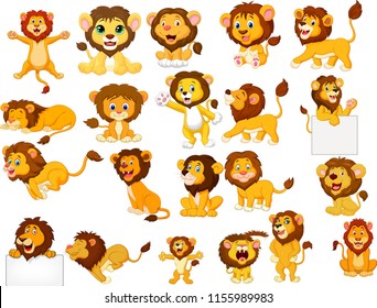 Cartoon lions collection set