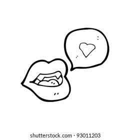 labios de dibujos animados con burbuja de discurso de amor