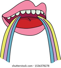Cartoon lips and rainbow.Vector graphics