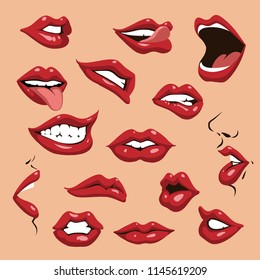 cartoon lips set