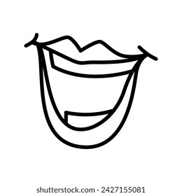 Cartoon lips smile line icons set. Character face element. Vector isolated element. Editable stroke.