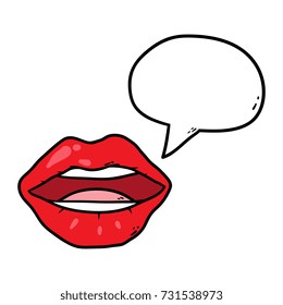 Cartoon Lips With Speech Bubble