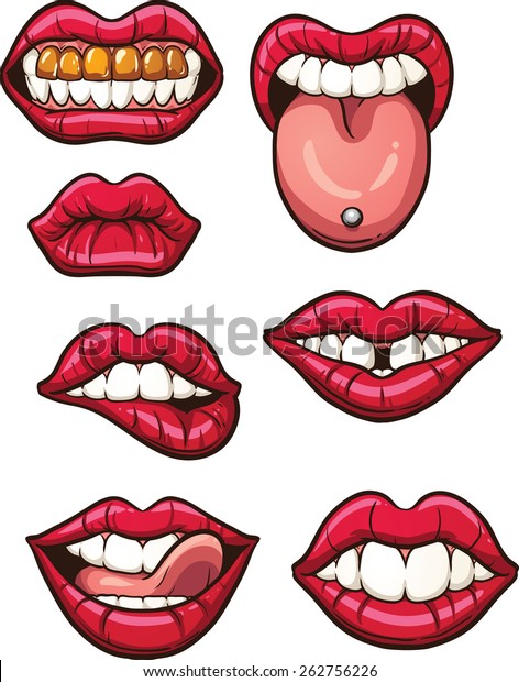 Cartoon Lips Vector Clip Art Illustration Stock Vector (Royalty Free