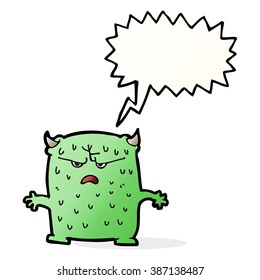cartoon little alien with speech bubble
