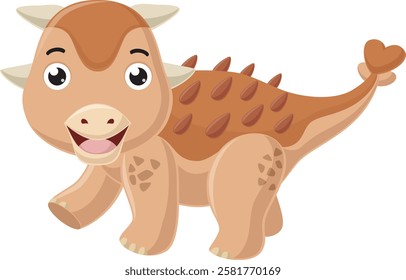 Cartoon little ankylosaurus on white background