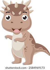 Cartoon little ankylosaurus on white background