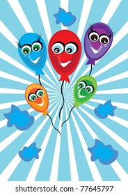 cartoon little balloon on isolated background. Illustration.
