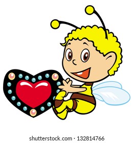 cartoon little bee isolated on white background,children illustration