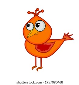 Cartoon little bird isolated on white background. Cute small red bird. Design element in simple flat style. Happy Valentines Day. Love icon. Cardinal bird, christmas symbol. Stock vector illustration