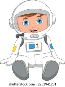 cartoon little boy in astronaut costume