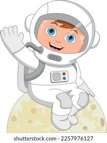 cartoon little boy in astronaut costume