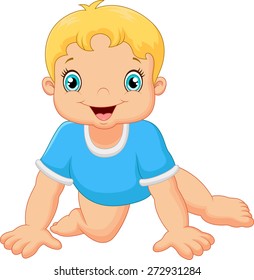 Cartoon little boy crawling