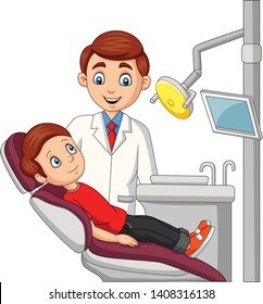 Cartoon Little Boy In The Dentist Office