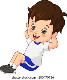 Caricatura de un niño que hace ejercicio