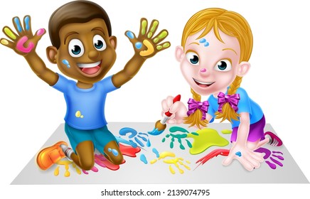 Cartoon Little Boy Girl Friends Having Stock Vector (Royalty Free ...