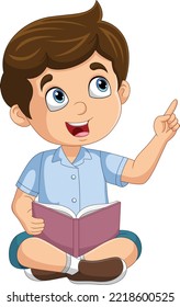 Cartoon little boy having a good idea