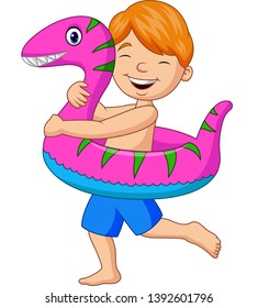Cartoon little boy with inflatable ring